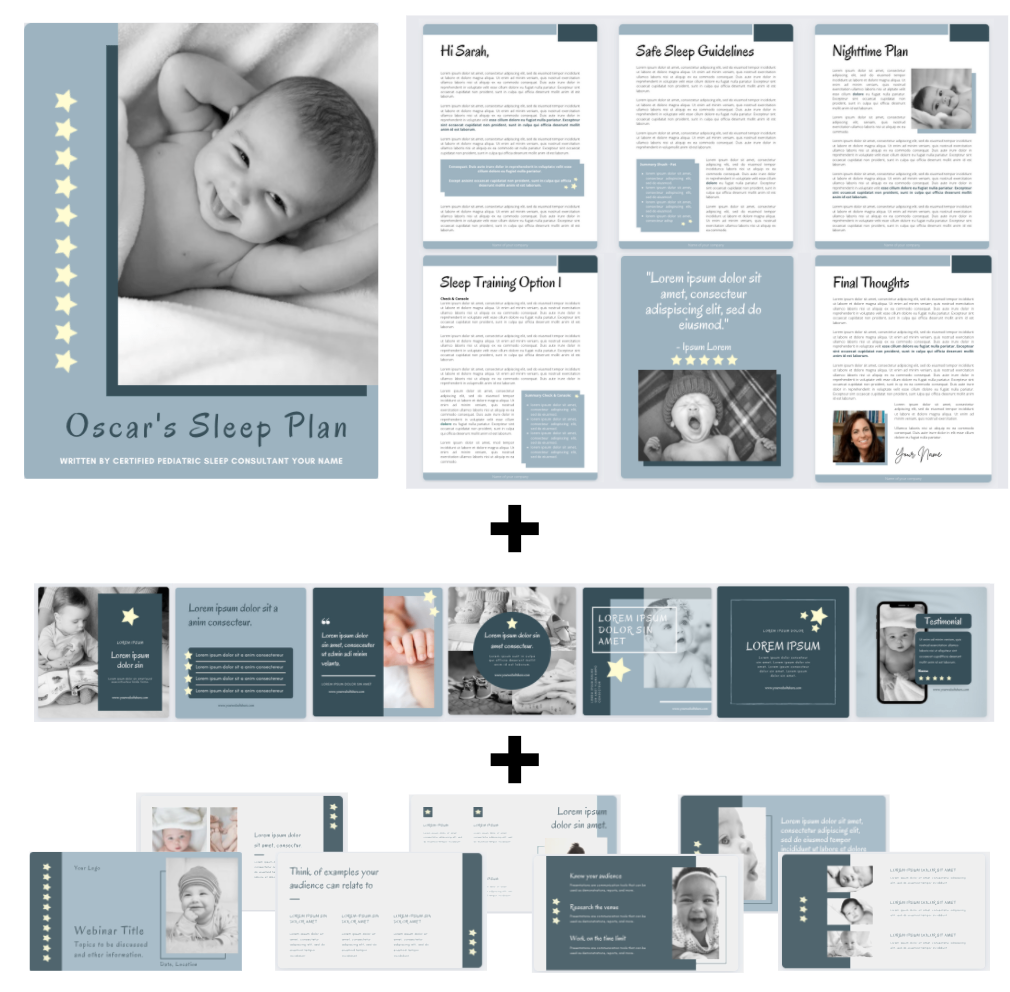 Sleep Plan Template and Instagram templates and Webinar Slide Show for Sleep Consultants - Oscar