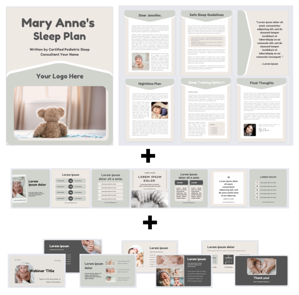 Sleep Plan Template and Instagram templates and Webinar Slide Show for Sleep Consultants - Mary Anne