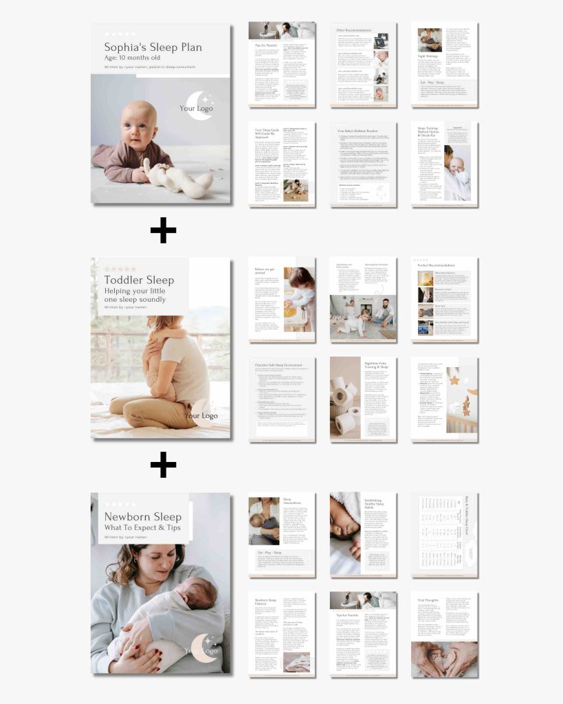 Sleep Plan, Newborn Sleep Guide and Toddler Sleep Guide for Sleep Consultants - Design by Rianna