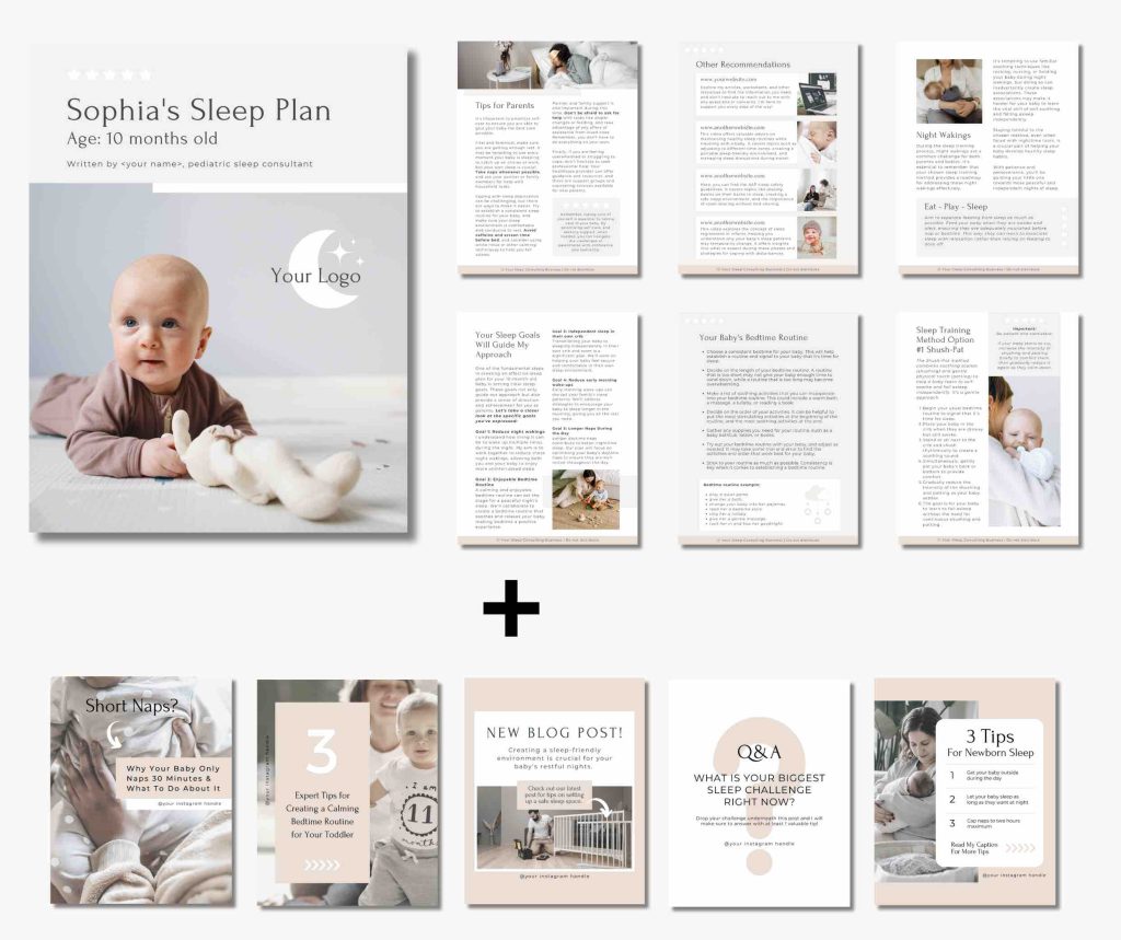 Sophia Sleep Plan Template and Social Media Templates for Sleep Consultants - Design by Rianna