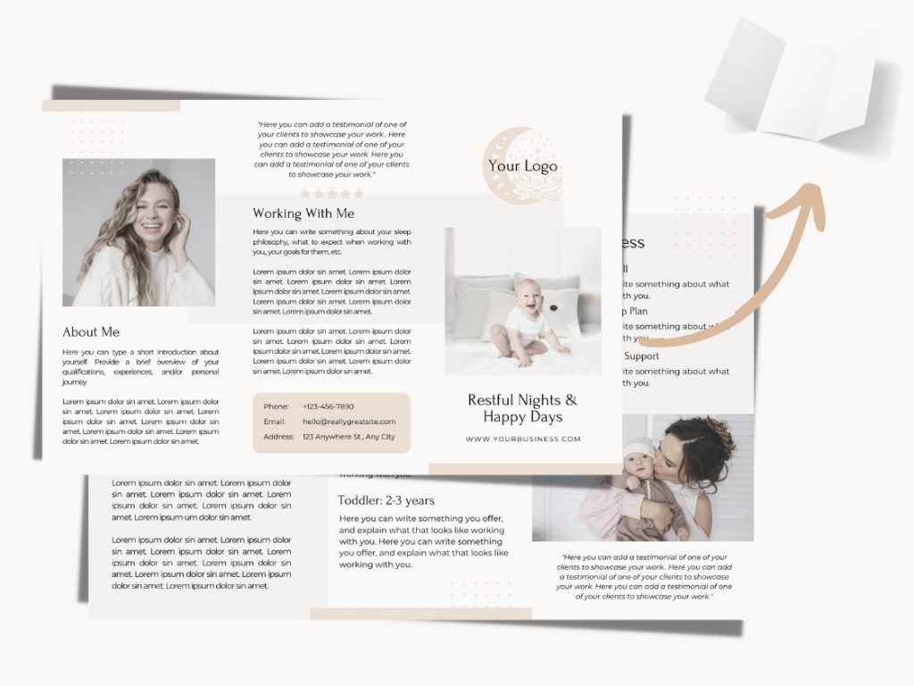 Tri-fold brochure - promotional material for Sleep Consultants