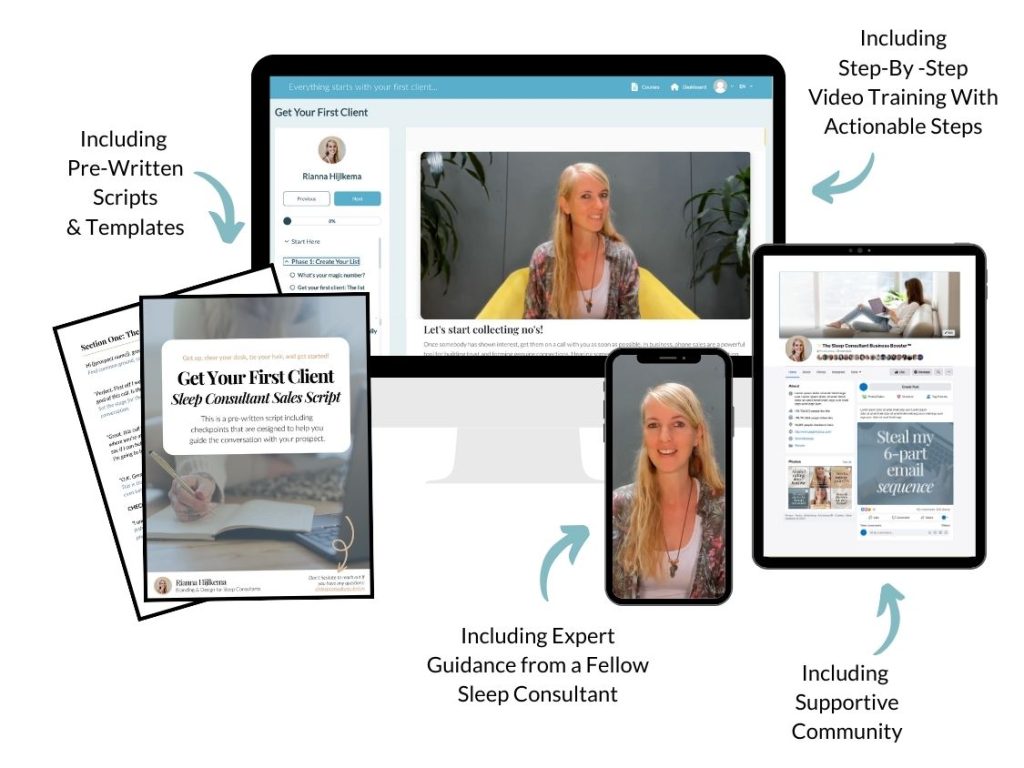 Get Your First Client | Sleep Consultant Design by Rianna Hijlkema