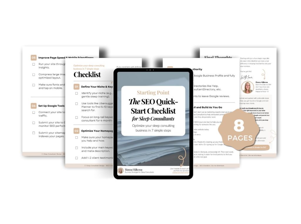 SEO Quick-Start Checklist for Sleep Consultants Freebief